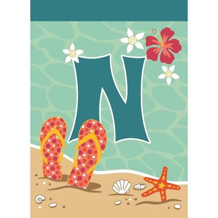 MAGNOLIA GARDEN FLAGS Flip Flop Monogram N Polyester Garden Flag M030031